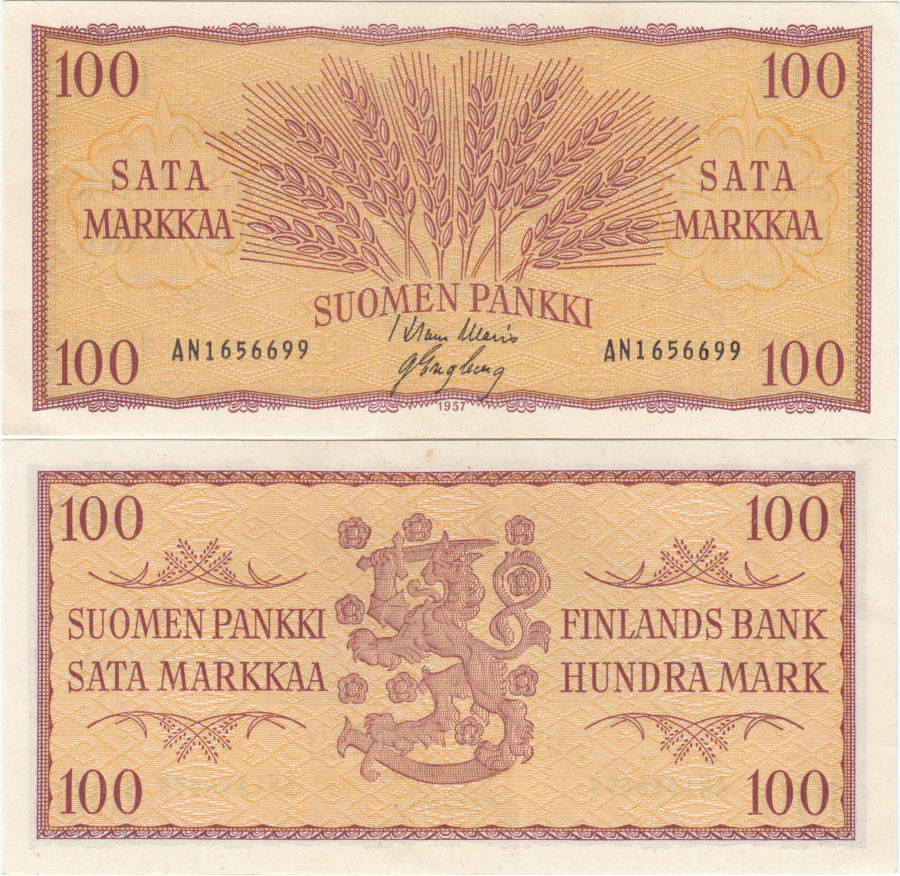 100 Markkaa 1957 AN1656699 kl.8